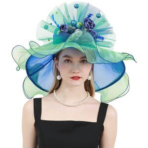Women's Organza Derby Church Hat Fancy Rose Fascinator British Wedding 1215
